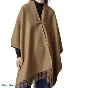 Revamped Tan oversized  cover up punchoo with belt